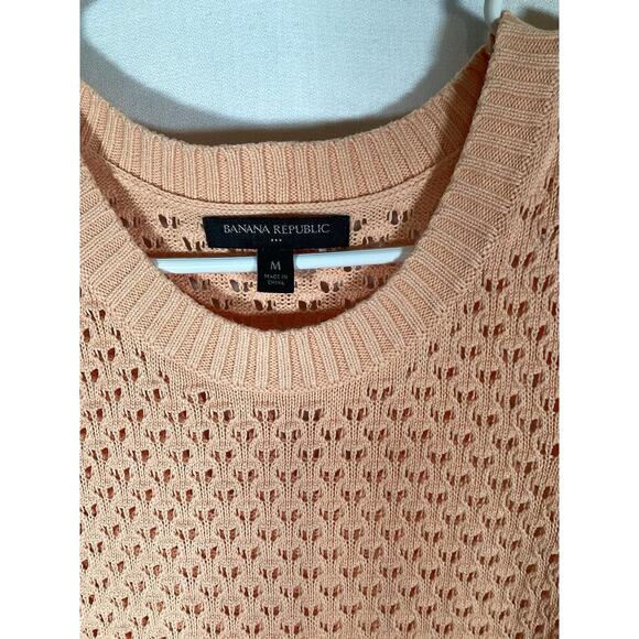 BANANA REPUBLIC Sleeveless Open Weave Crochet Sweater Tank Women Medium Academia - Picture 2 of 4